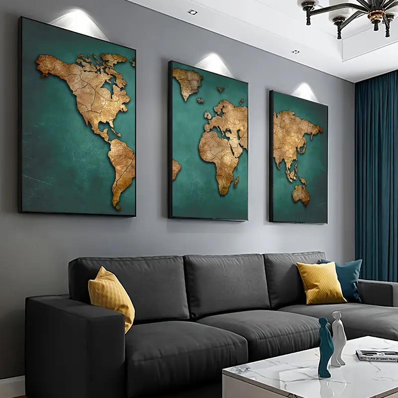 Star Map Poster - Mapa del mundo Retro 3 unids/set