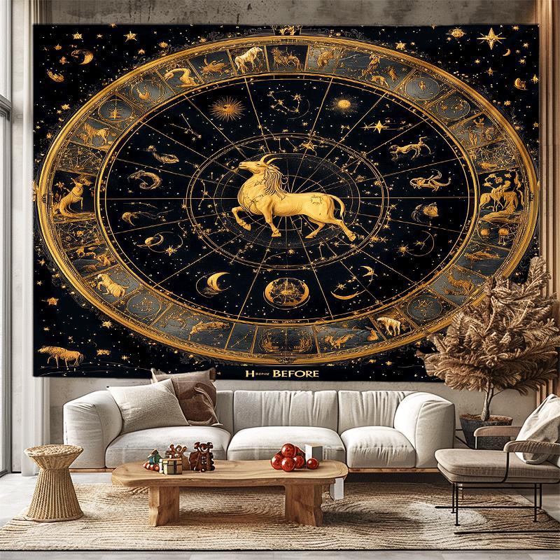 Star Map Poster - Elegante Tapiz de Constelaciones del Zodíaco,